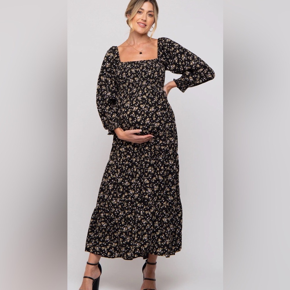 Pinkblush Black Floral Long Sleeve Dress